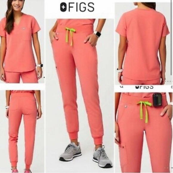 Figs Pants - FIGS Limited Edition Hot Coral Top & Pants SCRUB
SET - Size S-XS